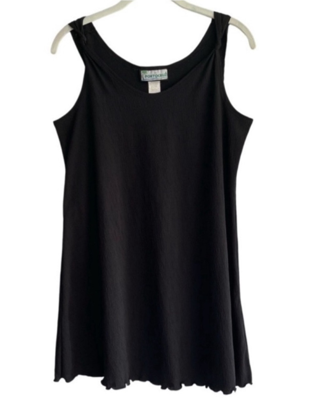 Portocruz Black Swimsuit Coverup Dress Flowy Tank Style Short Mini Size S